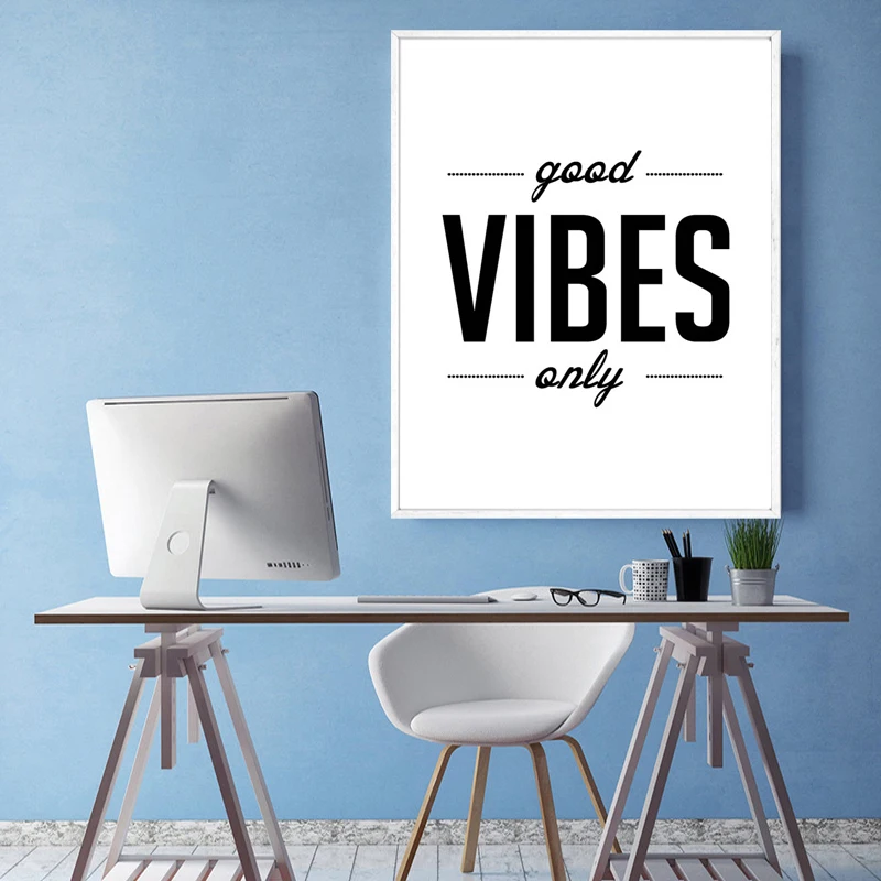 Скандинавский минималистичный мотивационный рисунок Good Vibes Only Картина на холсте