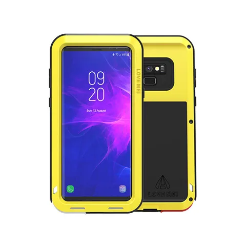 LOVE MEI металлический алюминиевый чехол для samsung Galaxy Note 9 8 сверхмощный защитный противоударный водонепроницаемый чехол для S8/S9/A6+/A8+ S10 Plus - Цвет: Цвет: желтый