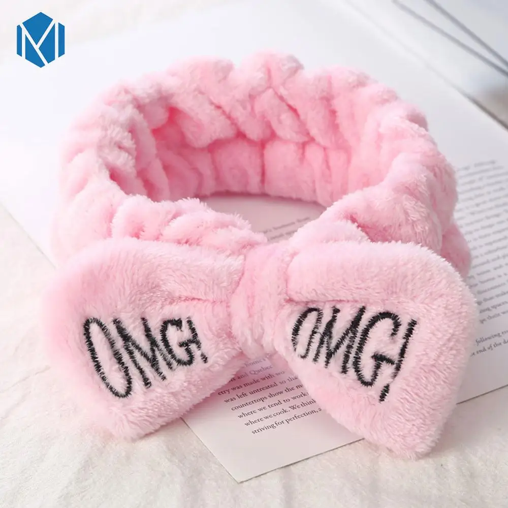 Rose M MISM Fashion Letter OMG Женская повязка на голову из хлопка аксессуары для волос, бантики-узел эластичные женские обручи мыть лицо маска Тюрбан - Цвет: Rose