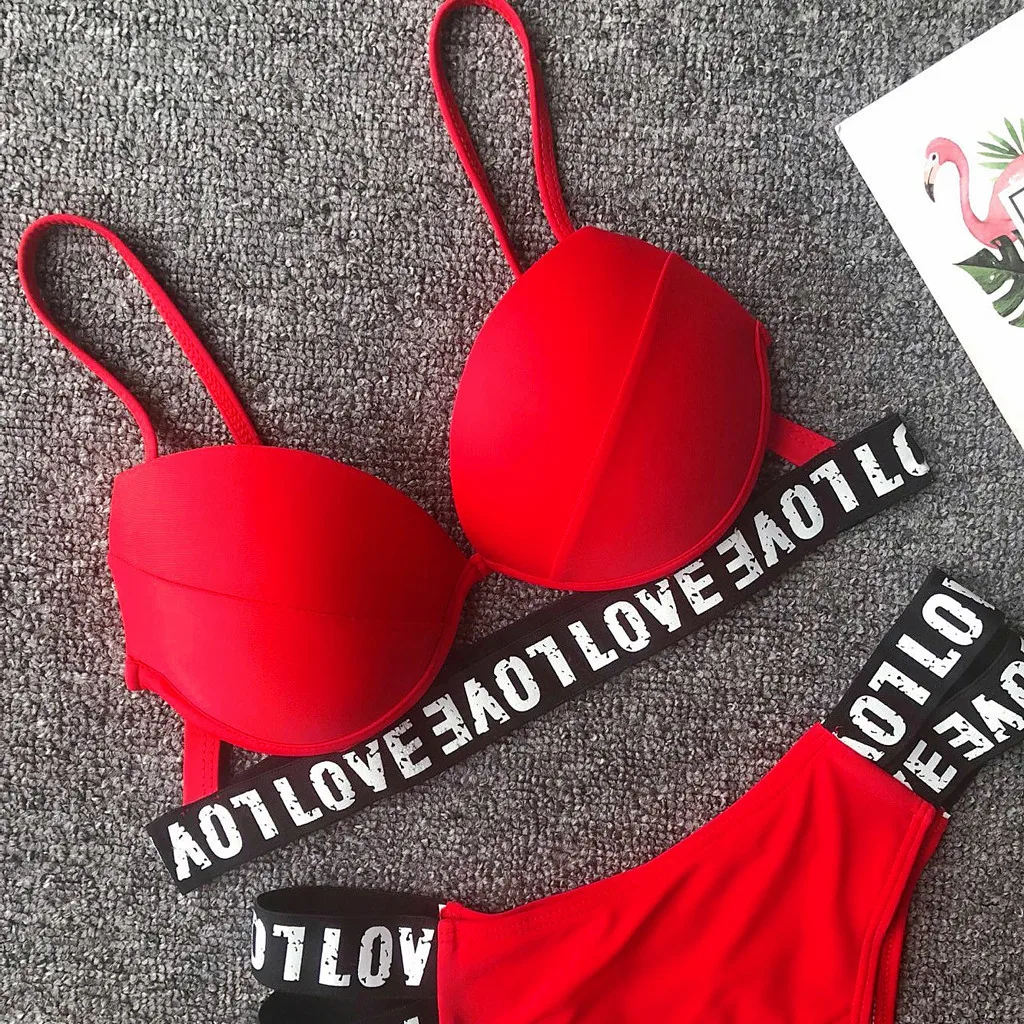 Женский купальник с буквенным принтом SAGACE бикини открытой спиной пляжная одежда