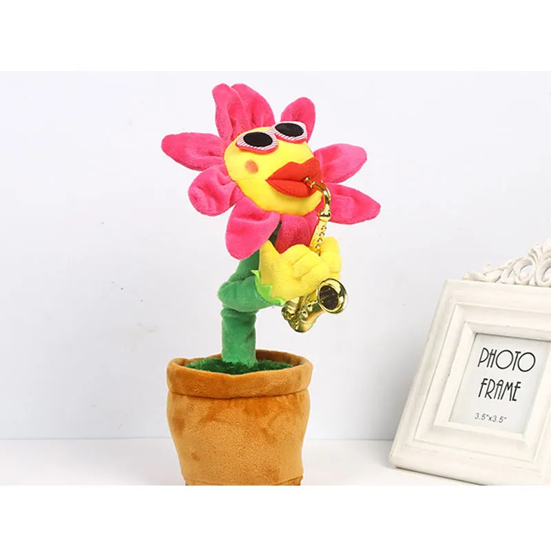 Саксофон солнце цветок музыка танцы пение электрическая плюшевая кукла чарующий