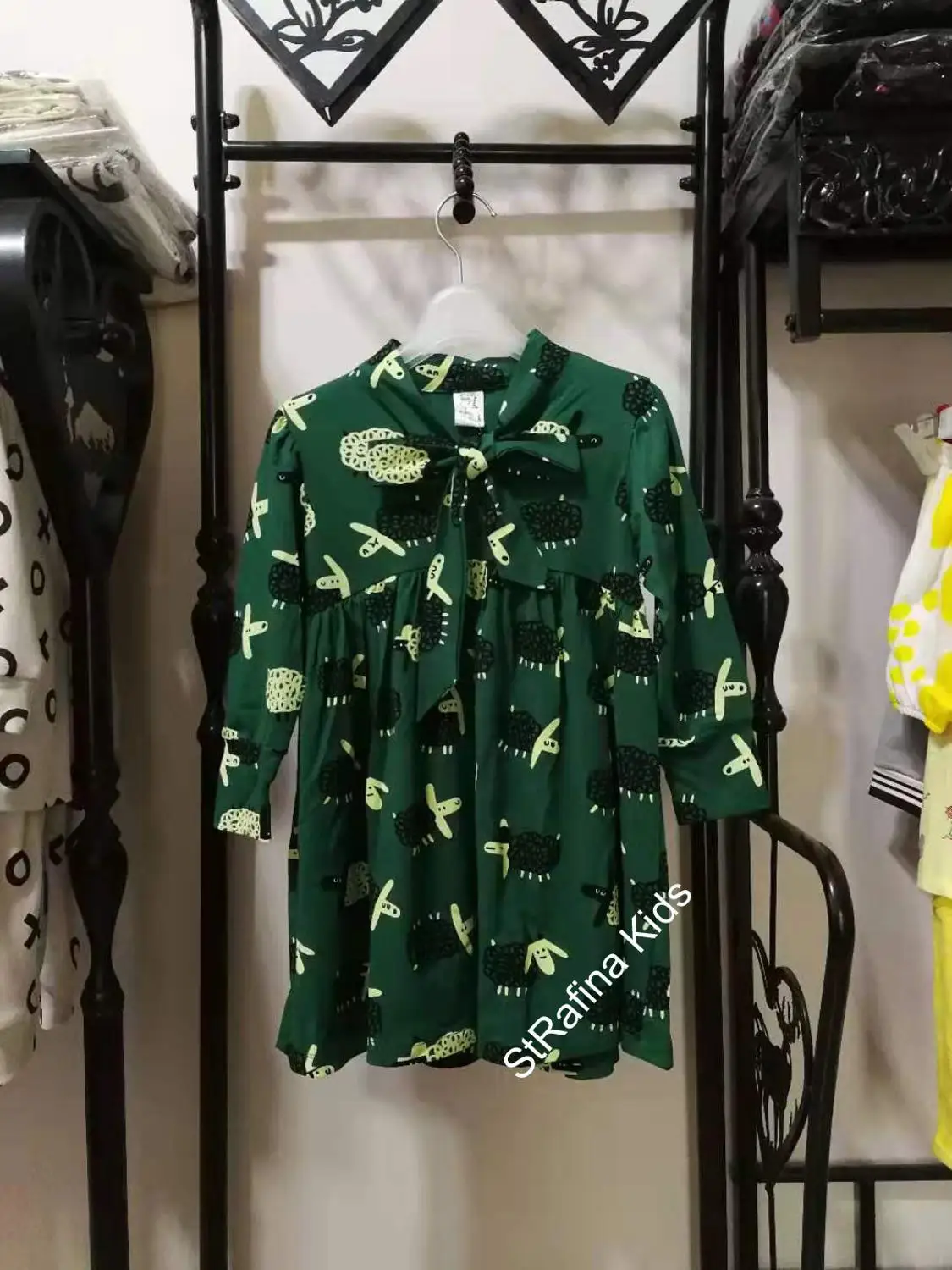 Green Long Sleeve Детское платье; коллекция года; сезон весна-лето; платье с бантом для девочек; праздничное платье принцессы; детская одежда; Vestidos - Цвет: Green Long Sleeve