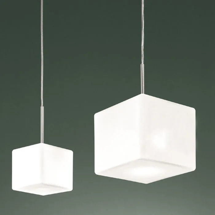 modern Cubi Pendant Lamp milk white cubic glass cube Suspension Light dinning room restaurant hotel office Italy design lighting