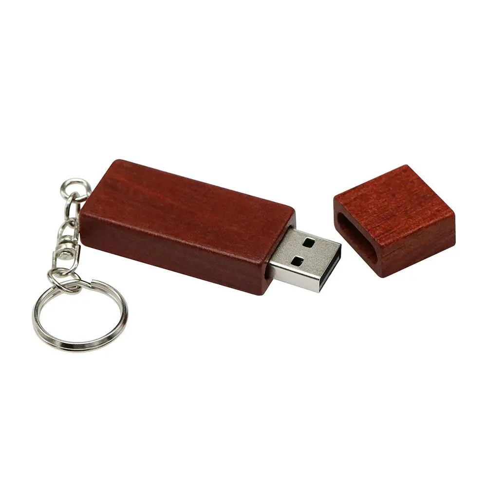 Деревянный бамбуковый USB флеш-накопитель, флешка с деревянным чипом, 4 ГБ, 8 ГБ, 16 ГБ, 32 ГБ, карта памяти, u-диск с брелком, подарок - Цвет: Rectangl Redwood