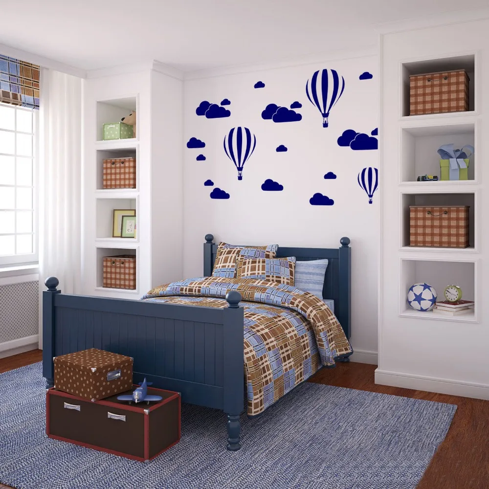 Новые Мультяшные настенные Стикеры с воздушным шаром и белыми облаками для