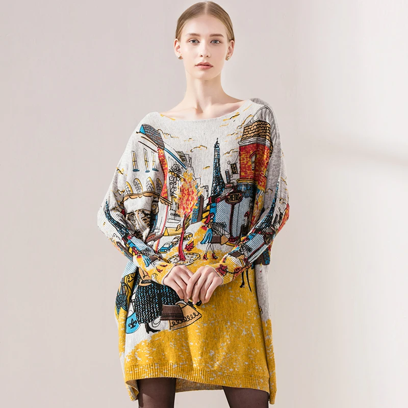 Осенне-зимнее повседневное длинное рождественское платье-свитер с рукавом