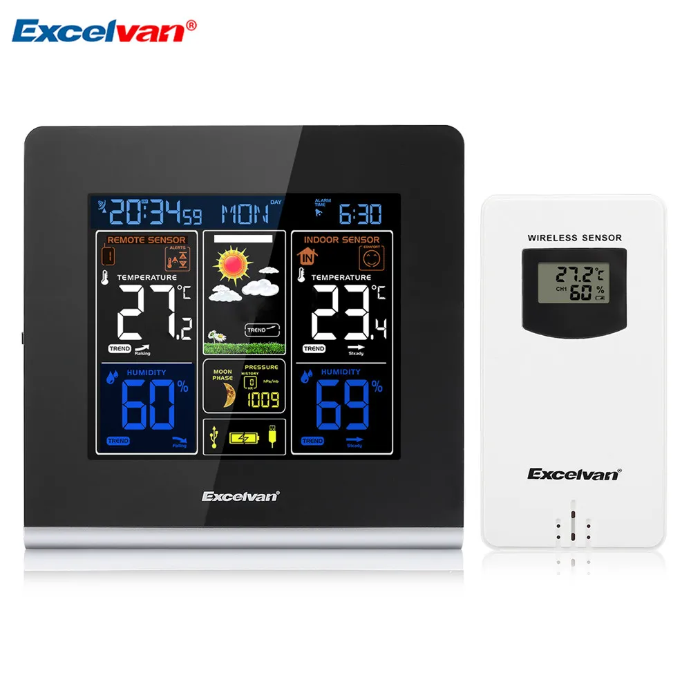 Горячая Excelvan цифровая RCC беспроводная погодная станция с беспроводным датчиком