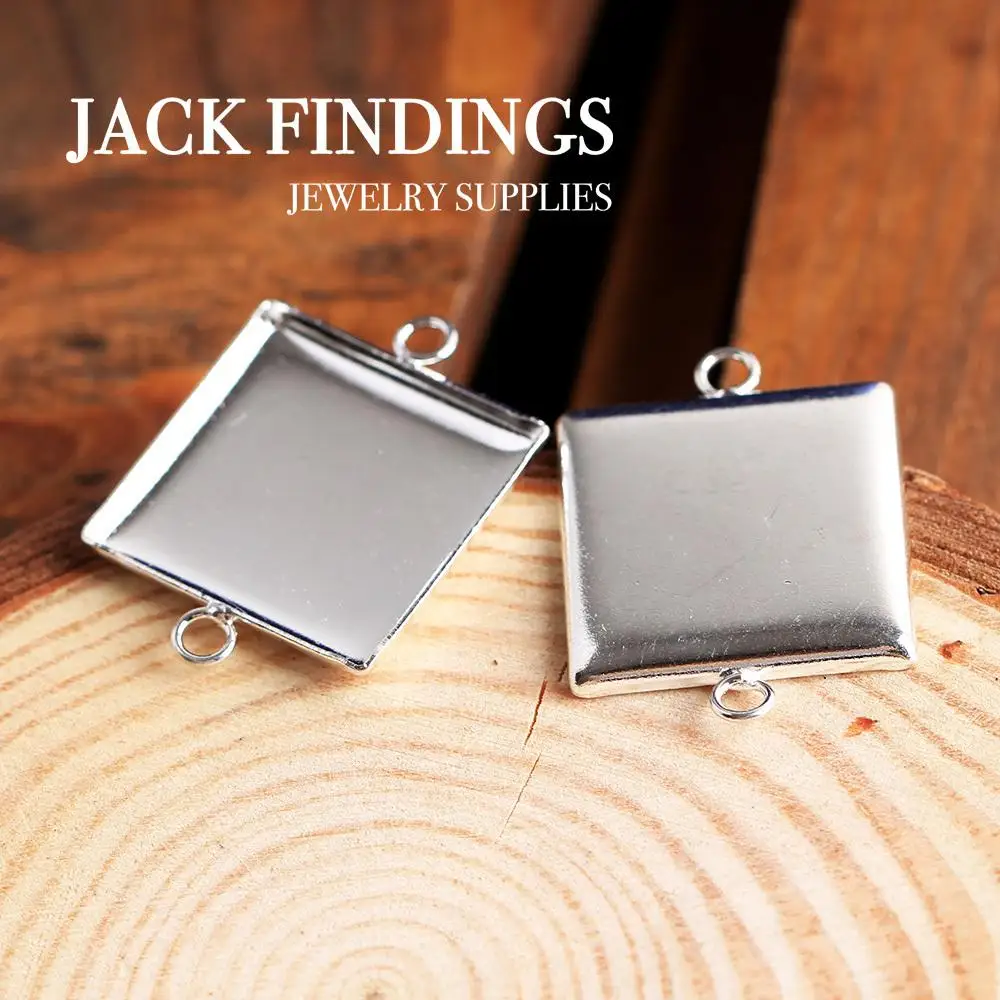 20 мм 5 шт Высокое качество Посеребренная медь квадратный кабошон базовый Разъем