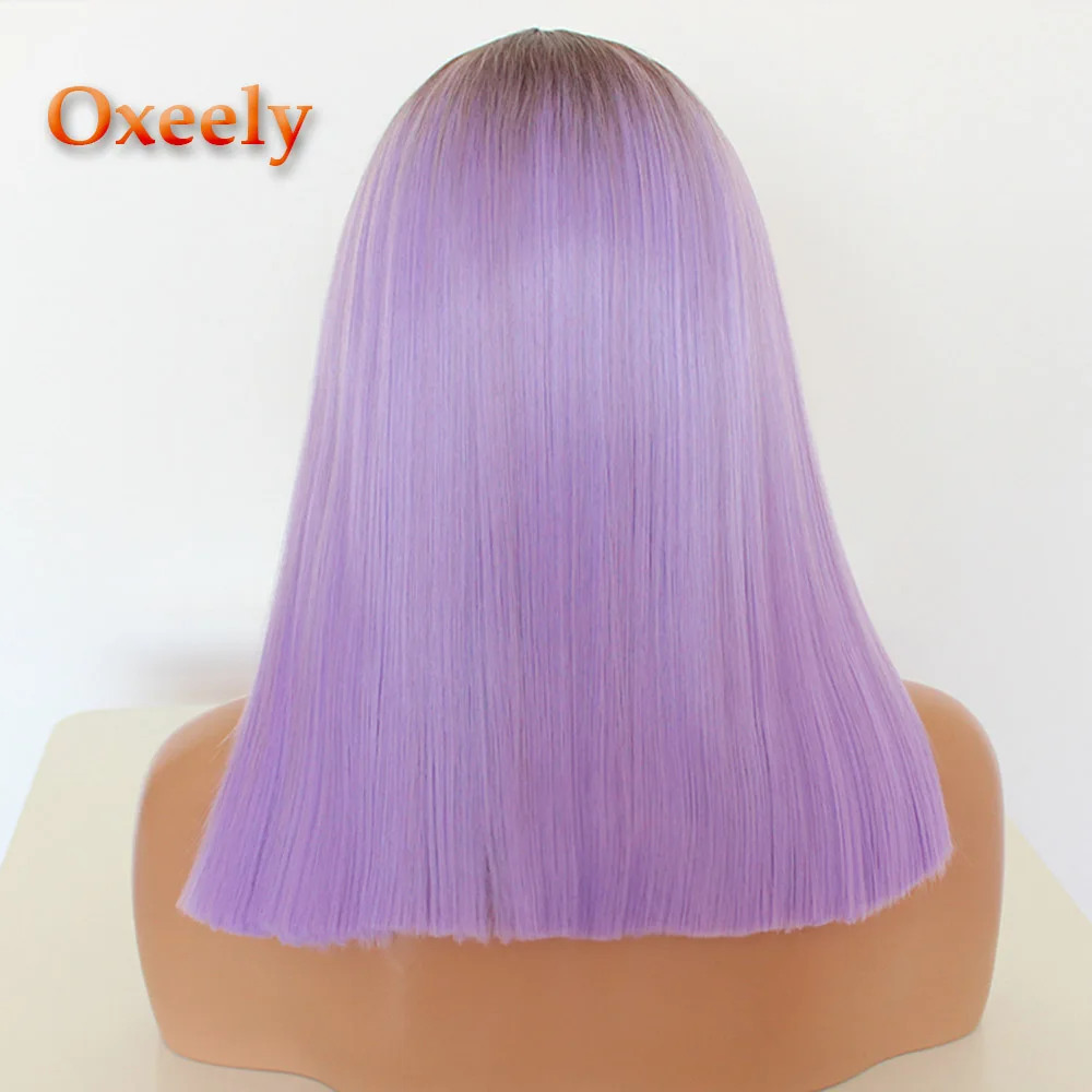 Purple Yaki Cut Bob Волнистые Платиновые светлые стриженые волосы боб синтетические парики на кружеве бесклеевой коричневый блонд короткая прямая шнуровка, парики для черных женщин - Цвет: Purple Yaki Cut Bob