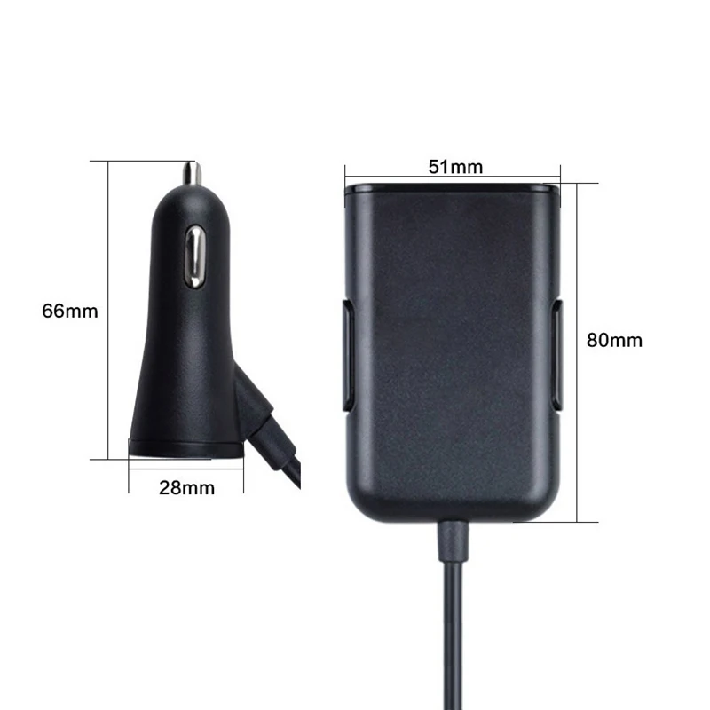 Автомобильное зарядное устройство QC3.0 + 2.4A 3.1A с 4 USB-портами и кабелем 5 6 футов для