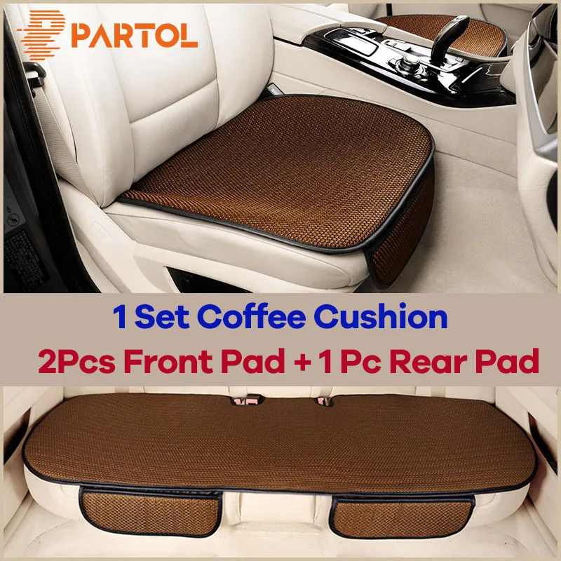 1 Set Coffee Cushion Partol дышащие противоскользящие автомобильные чехлы для сидений автомобиля, защита для сидений, переднее и заднее автомобильное сиденье, подушка, коврик, четыре сезона, лето - Название цвета: 1 Set Coffee Cushion