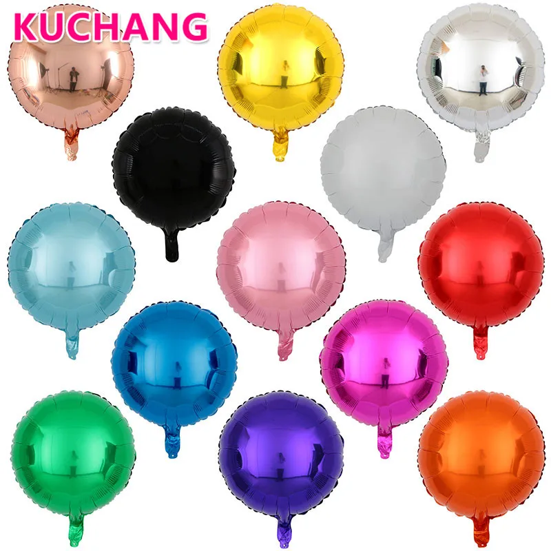 

10pcs Wedding Birthday Party Decor Supplies 18inch Silver Round Shape Helium Foil Balloons Baby Shower Globos Pure Color Toys