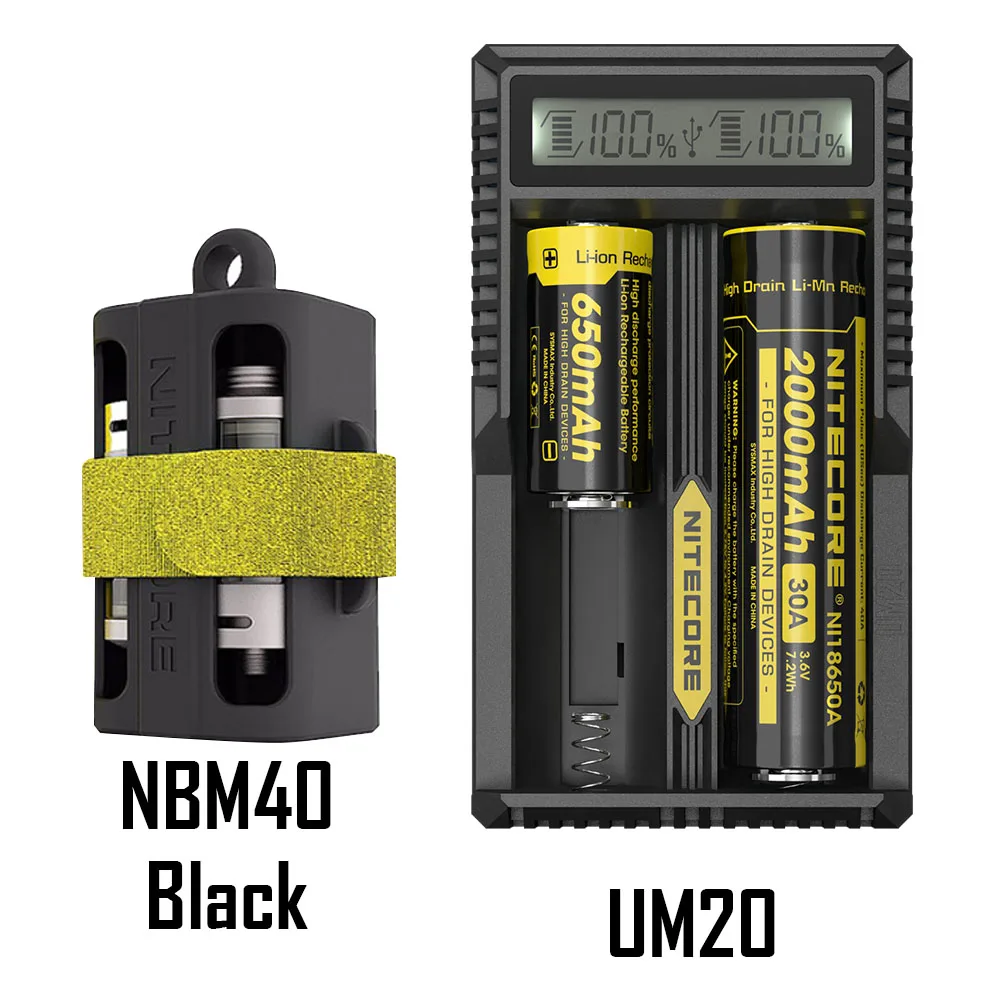 UM20 NBM40 Black Nitecore UM10 UM20 ЖК-дисплей Цифровой Смарт USB зарядное устройство 18650 17650 17670 RCR123A 16340 14500 зарядное устройство - Цвет: UM20 NBM40 Black