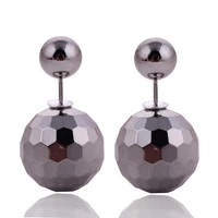 7 colors hot selling classic double balls earrings statement jewelry shinning double side pearl stud earrings for women jewelry