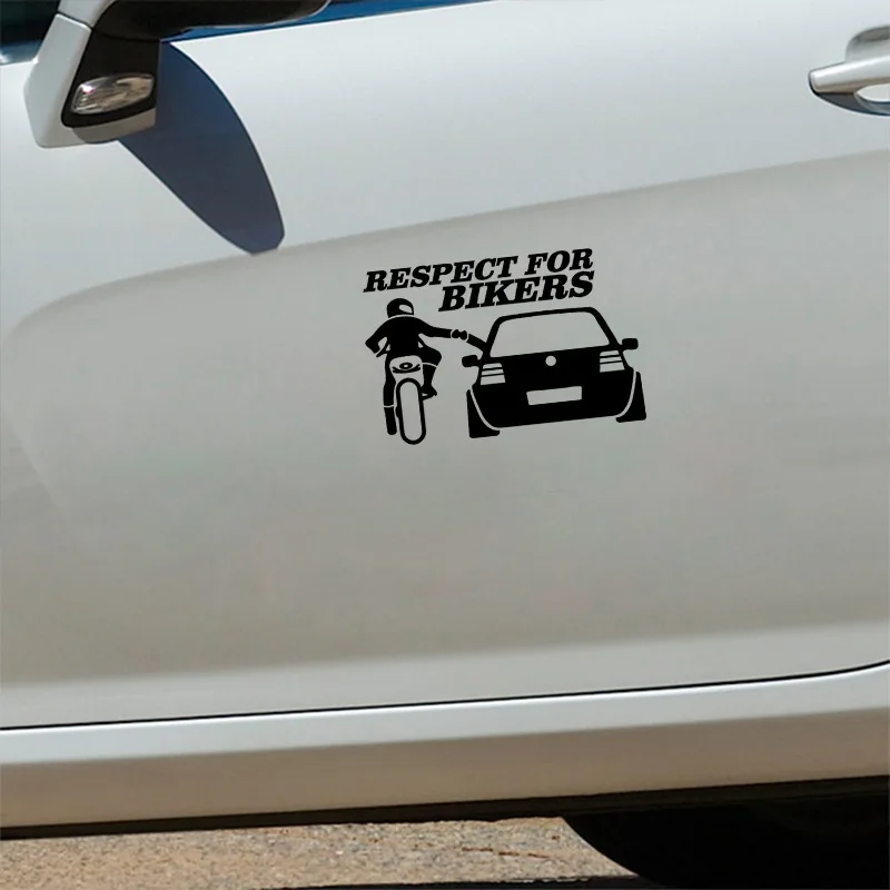 

SEKINNEW 1pcs Respect for bikers Auto Decoration Car Sticker Funny Auto Stickers Funny New Hot Decals Car Accessories