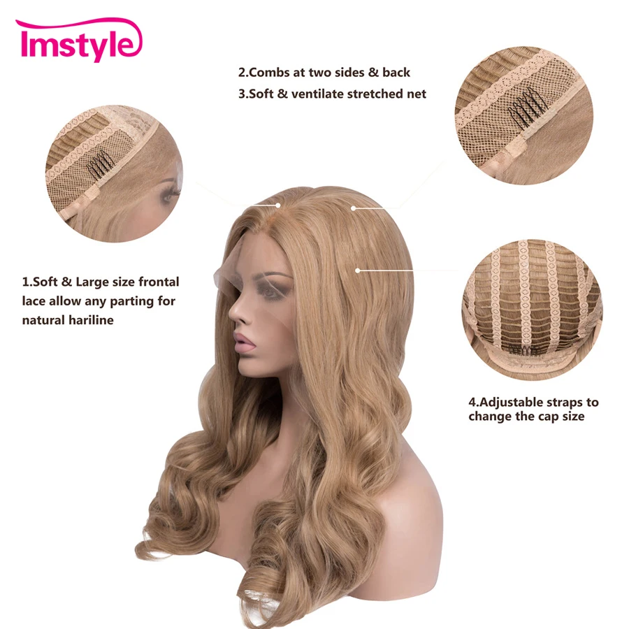Imstyle медово светлые парики синтетические кружевные передние Волнистые для