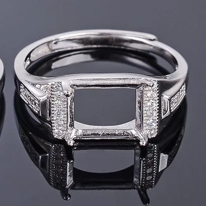 Empty ring 79 MeiBaPJ 7*9 настоящий натуральный розовый топаз драгоценный камень мужское кольцо или пустое кольцо поддержка Настоящее серебро 925 проба хорошие Свадебные украшения - Цвет камня: Empty ring 79