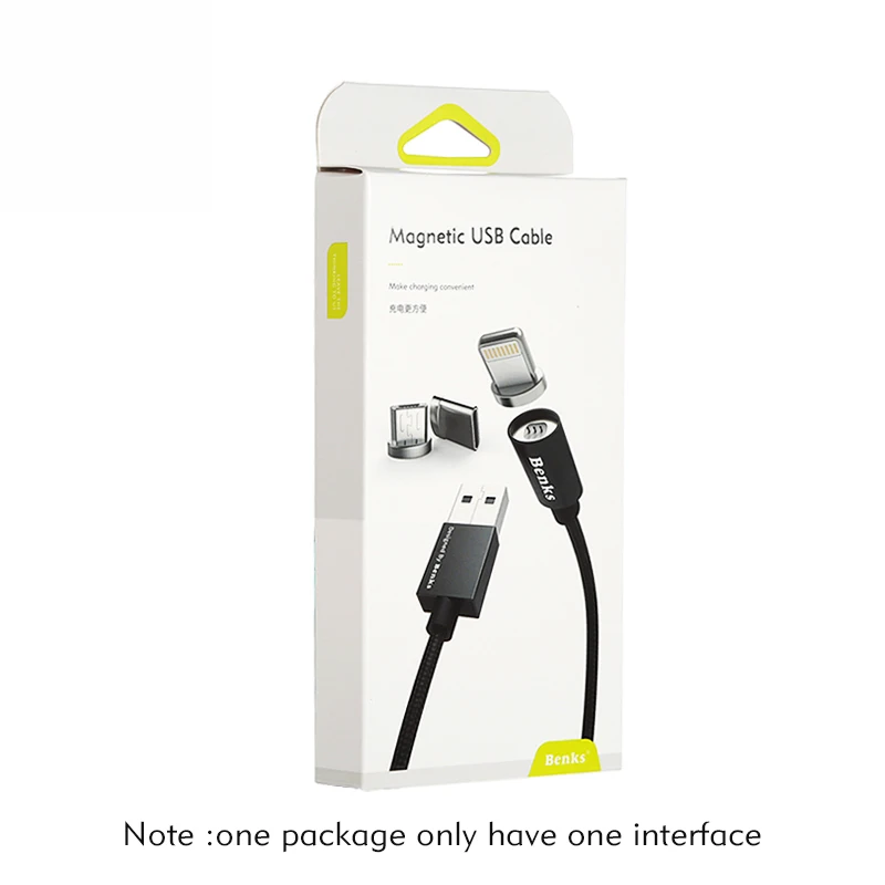 Benks Магнитный кабель для iPhone Xs Max X 8 7 6s 8Pin зарядный Micro usb type C быстрое зарядное