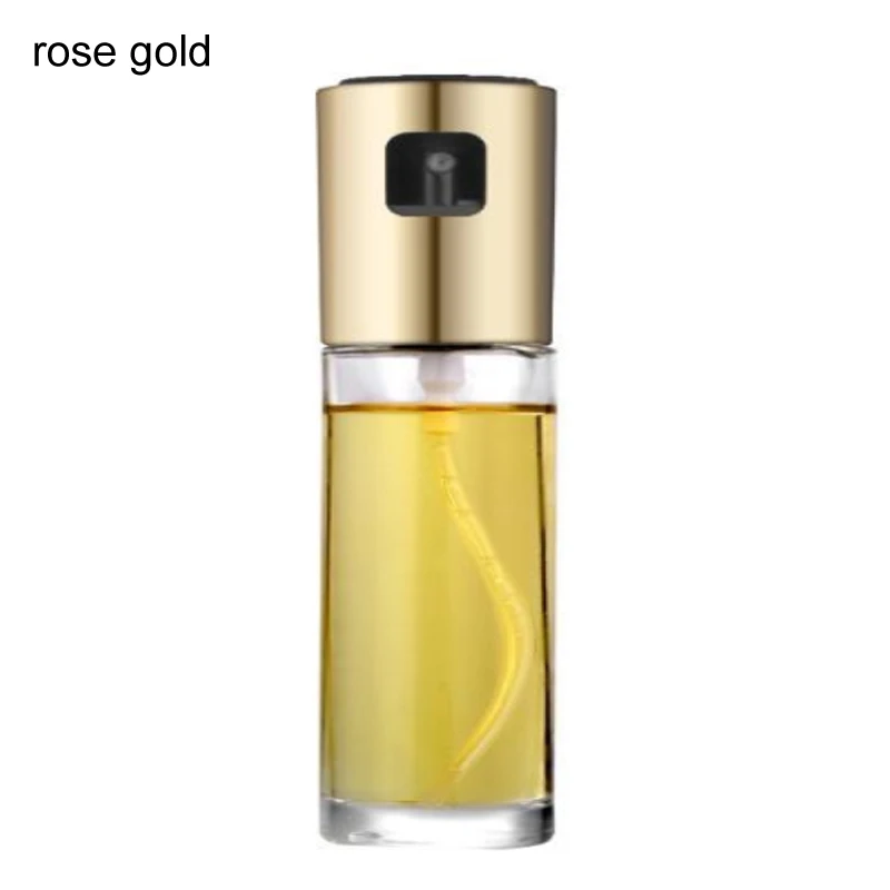 rose gold Распылитель масла для приготовления салата, стеклянный распылитель оливкового масла, диспенсер для масла, пустая бутылка для уксуса, бутылка для кухни, для выпечки, 100 мл, для барбекю - Цвет: rose gold