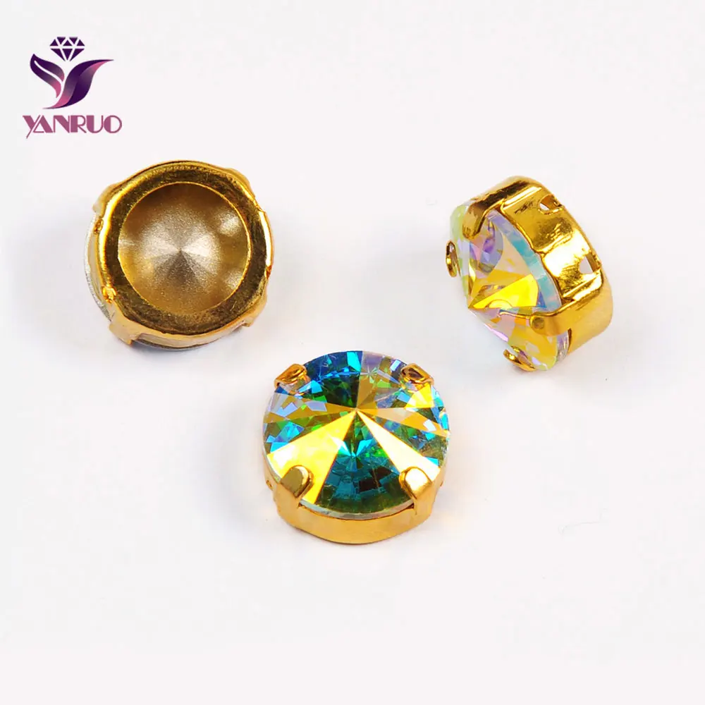 AB Gold Claw YANRUO 1122 модные Rivoli Камни коготь Установка Стразы Pointack Алмазный страз одежда для шитья искусство рукоделие - Цвет: AB Gold Claw
