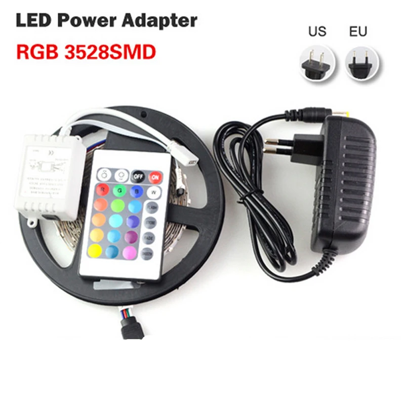 5 м Светодиодная лента RGB светодиодная Диодная TV LED DC 12V 3528 источник питания лампа
