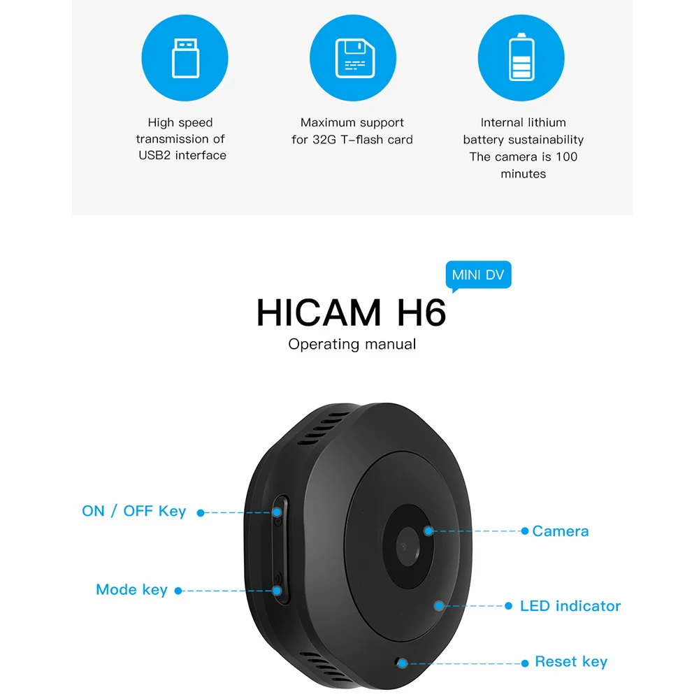H6 Спорт на открытом воздухе DV Mini 1080P микро портативная Магнитная камера носить