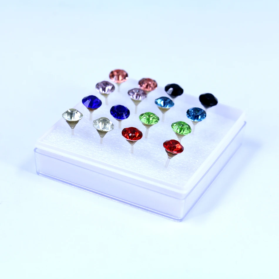 Бесплатная доставка Дешевые 8 мм Сияющий AA Стразы Пластик Палка Серьги Смола