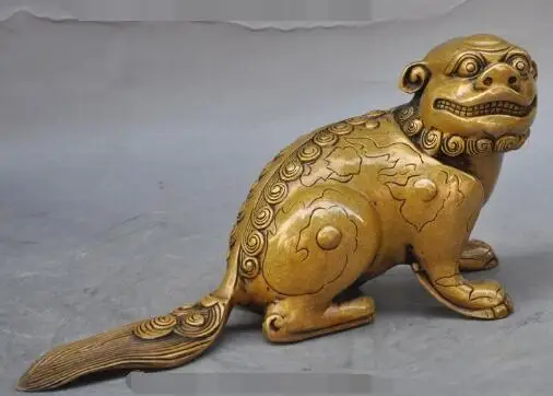 S2457 китайская Бронзовая статуя фэншуй foo Собаки льва зверя pixiu отважных солдат