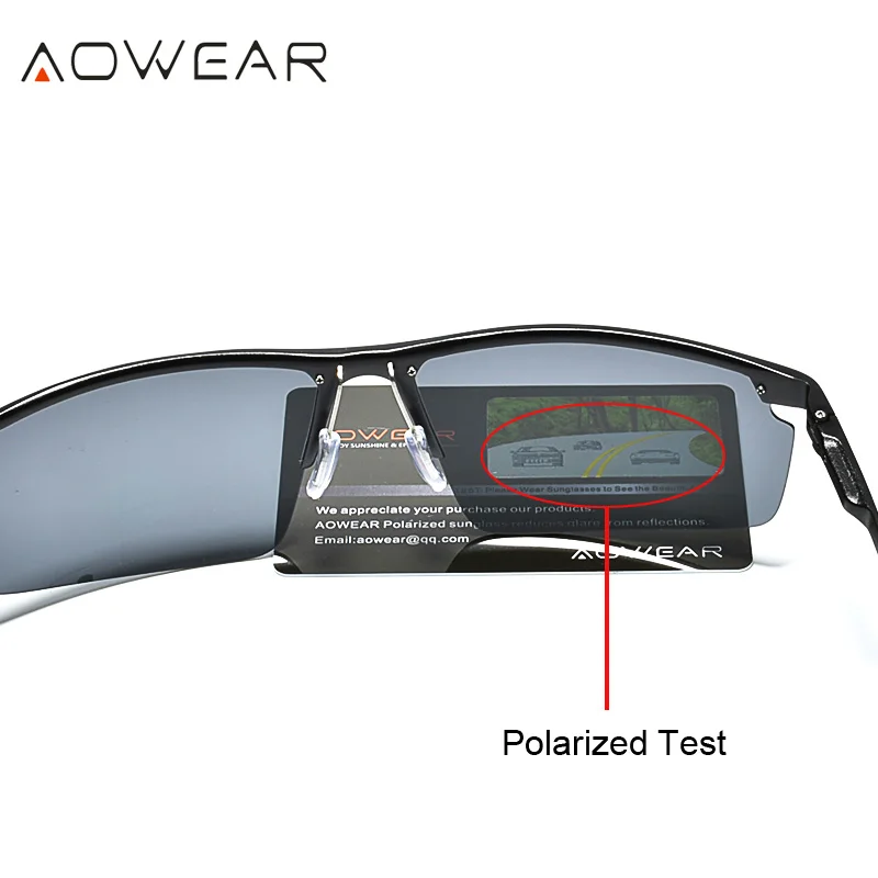 AOWEAR, настоящие алюминиевые солнцезащитные очки без оправы, мужские поляризованные Uv400, высокое качество, зеркальные солнцезащитные очки для мужчин, роскошные Брендовые мужские очки