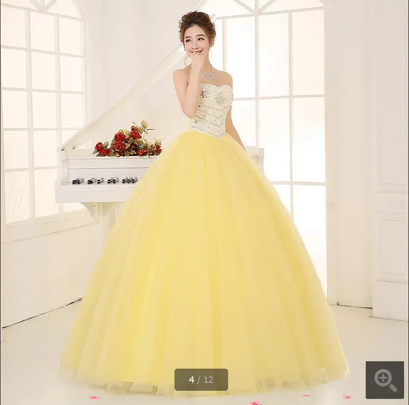 Последний стиль бальное платье Желтый сильно кристаллы сверкающие выпускного