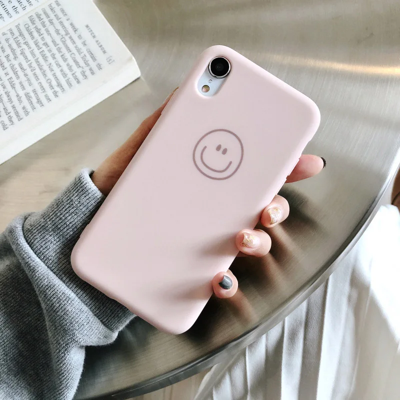 Силиконовый чехол для телефона iphone, чехол с логотипом, нанесенный на iphone 6/7/8/X/XSM, противообрастающий, мелкозернистый, чистый цвет, прекрасный дизайн - Цвет: Прозрачный