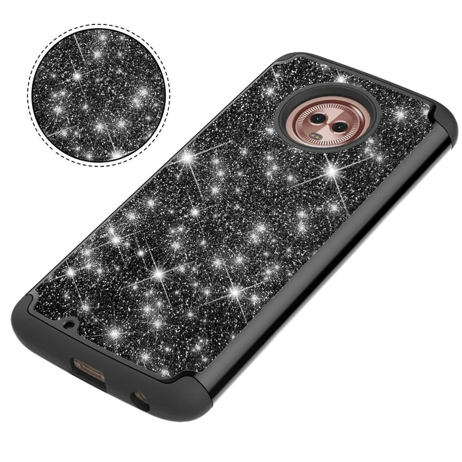 Diamond Case for Motorola Moto G6 Hybrid Silicone+PC Anti break Crystal Glitter Bling Diamonds shockproof mobile phone case |
