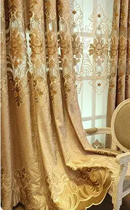 Curtains Европа вышитые окна балдахин шторы цветочный жаккард коричневый для гостиной шторы для спальни шторы для кухни дома - Цвет: Curtains
