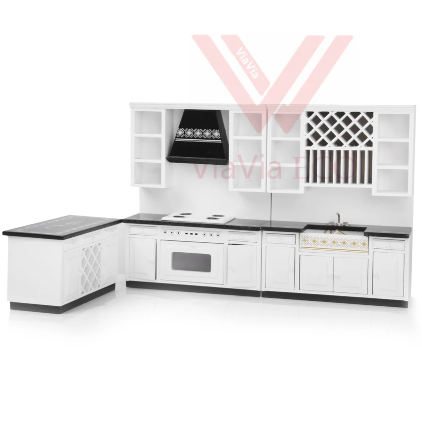 1/12 Масштаб Кукольный домик миниатюрная мебель 1:12 деревянный Delxue кухонный набор