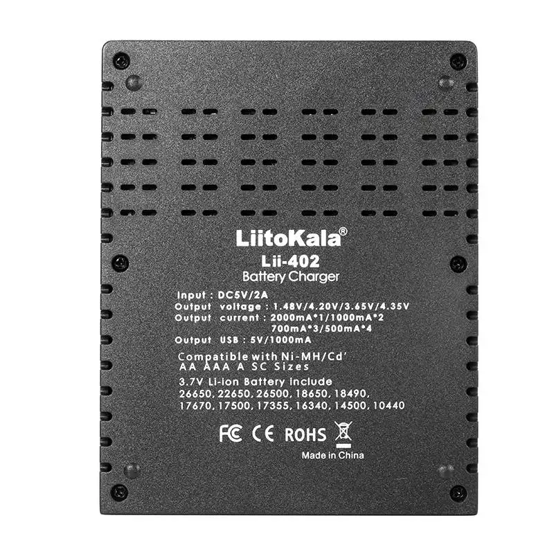 Liitokala Lii 402 зарядное устройство умный микро USB зарядка NiMH литий ионная батарея DC 5V 4