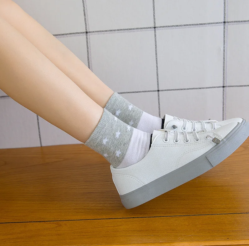 Новинка весны хлопок звезда полоса Для женщин чулки Мода Повседневное носки |