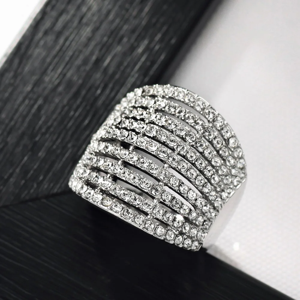 Neoglory Австрия перстень роскошный геометрический дизайн медный изысканный модный