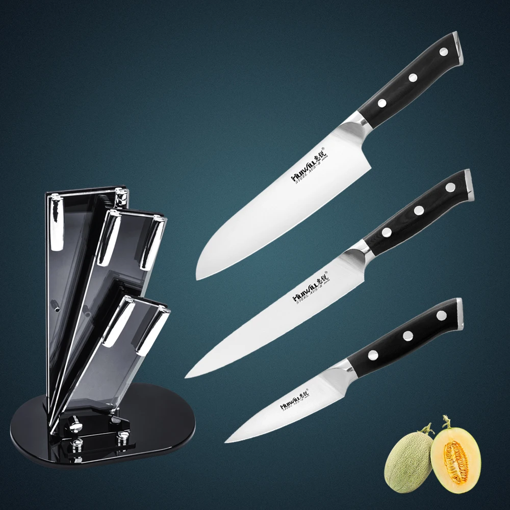 Новинка 2017 года! Huiwill японский AUS 8 из нержавеющей стали Santoku набор кухонных ножей
