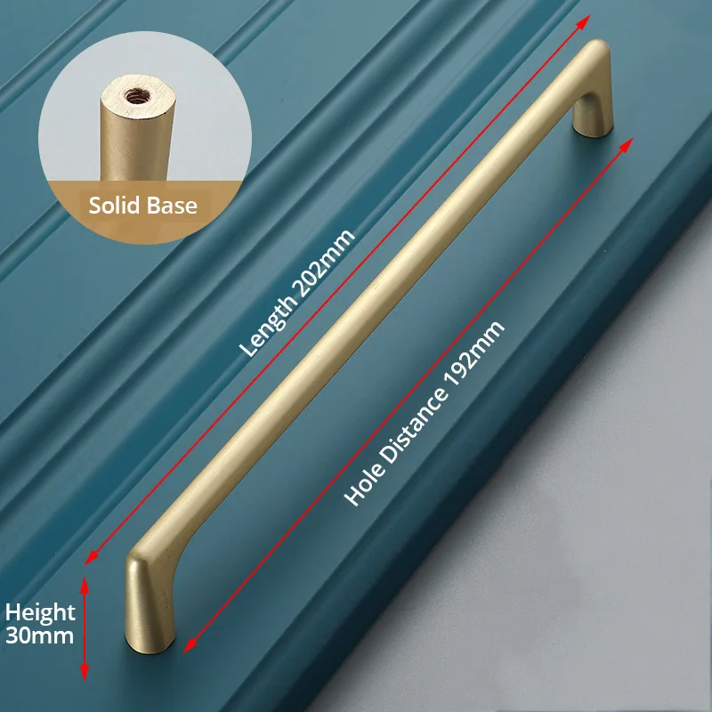 Brushed Copper 192mm NAIERDI цинковый сплав жемчужно-серая золотая для шкафа ручки твердые ручки ящика кухонный шкаф двери тянет оборудование для обработки мебели - Цвет: Brushed Copper 192mm