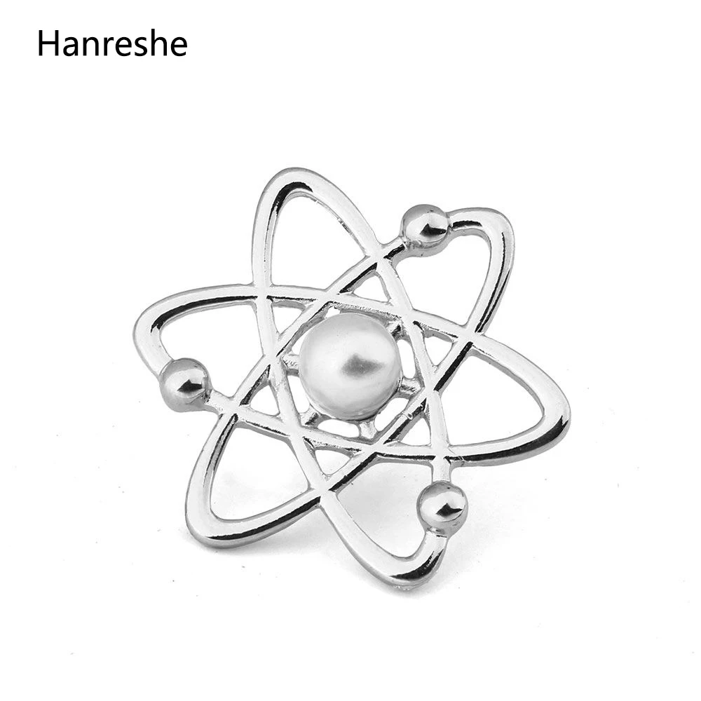 Модная булавка с символом науки Atom Melecule жемчужная научная брошь Proton Neutron Nucleus