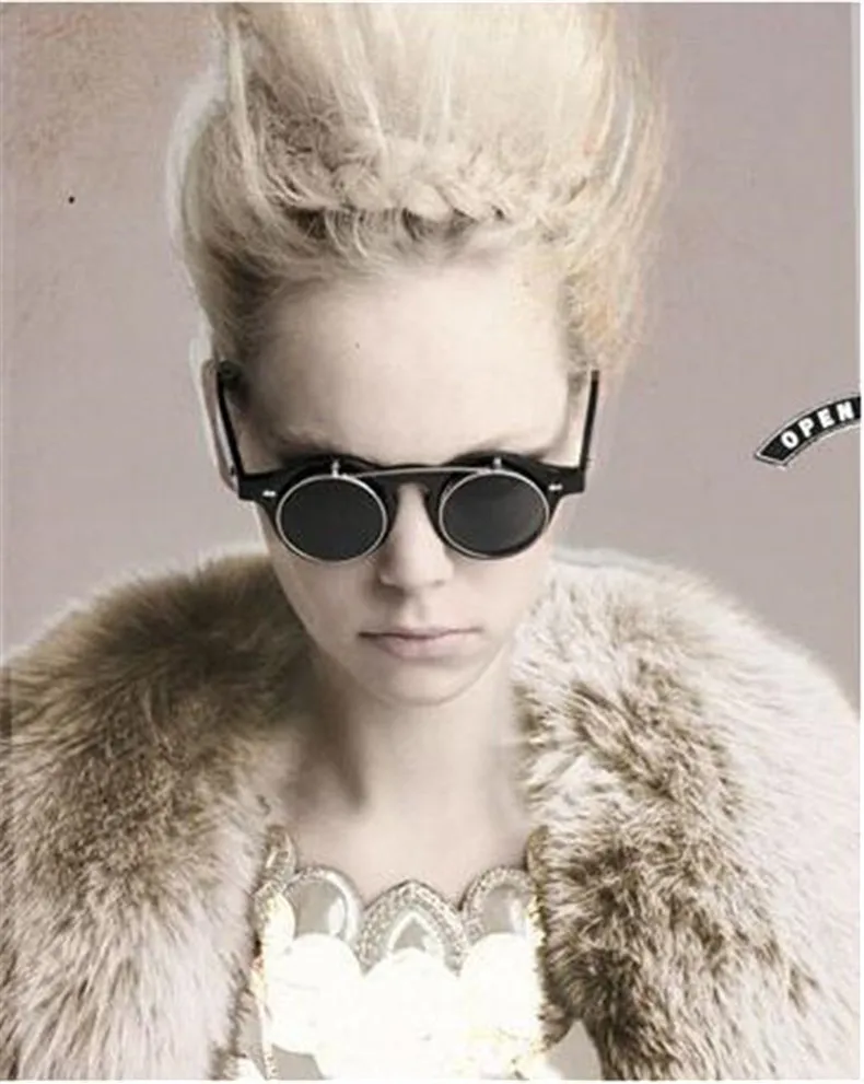 Sunglasses men Vintage Steampunk Goggles Clip on sunglasses Retro Flip Up Eyeglasses Gothic Eyewear Punk men Glasses Oculos