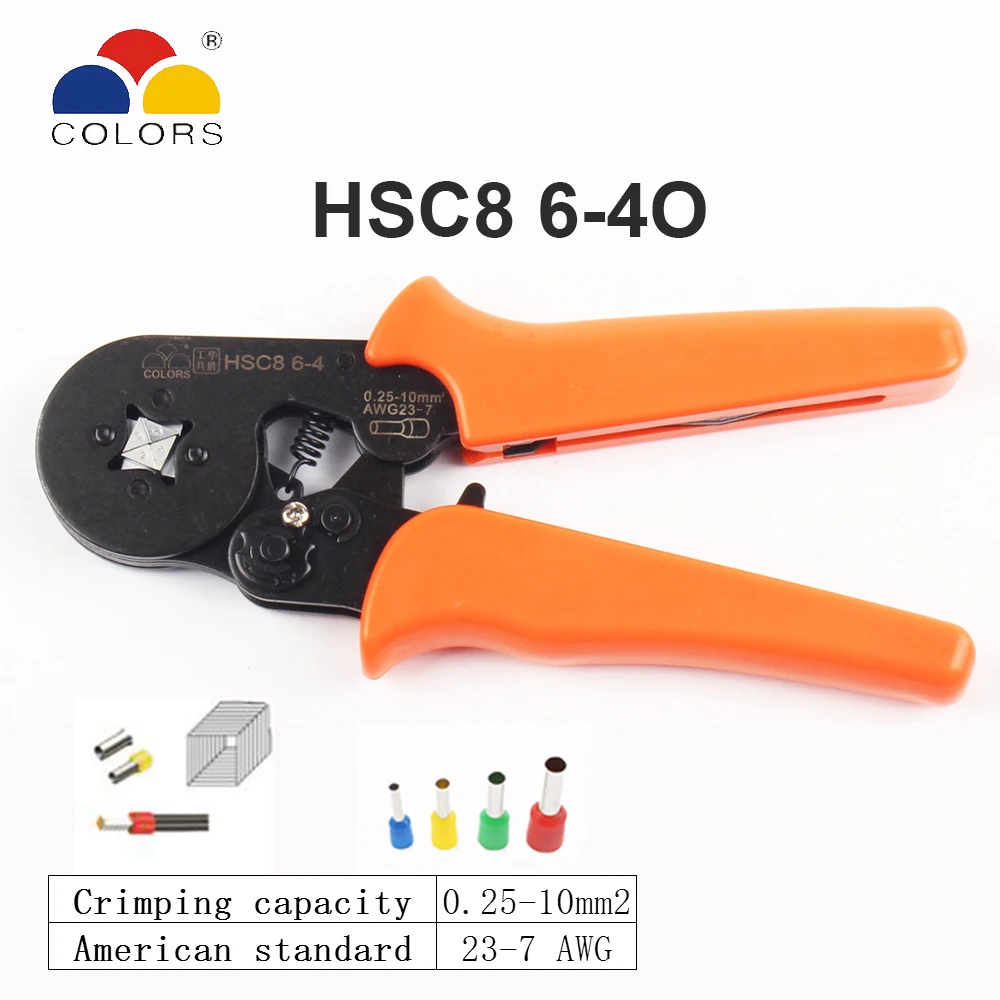 HSC8 10S 0 25-10 мм2 23-7AWG обжимные плоскогубцы 6-4A 6-6 мини с круглым носом трубкой