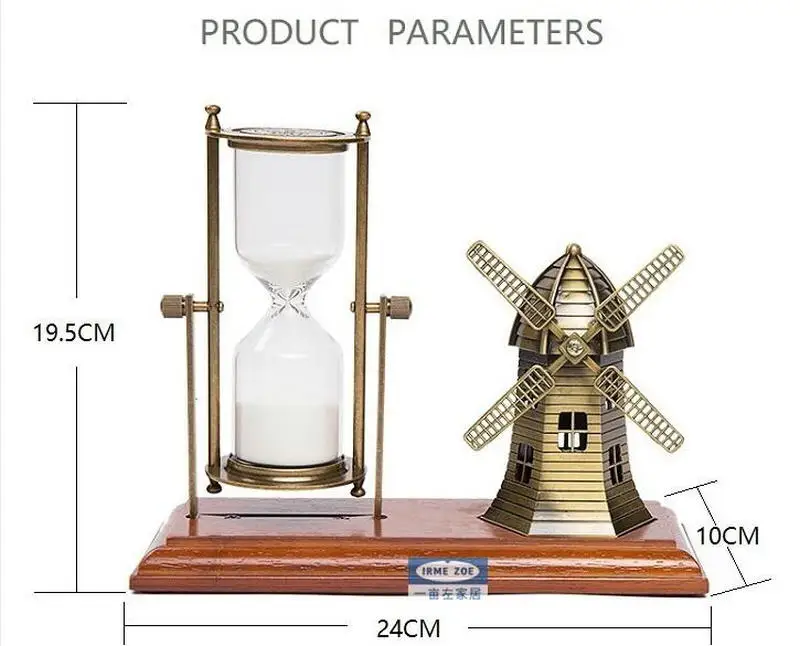 HQ DC01 Luxury Metal Swivel 30 Minutes Sand Timer Sand Glass Clock Hourglass Home Office Decorate Cinnabar Ornaments Tableware