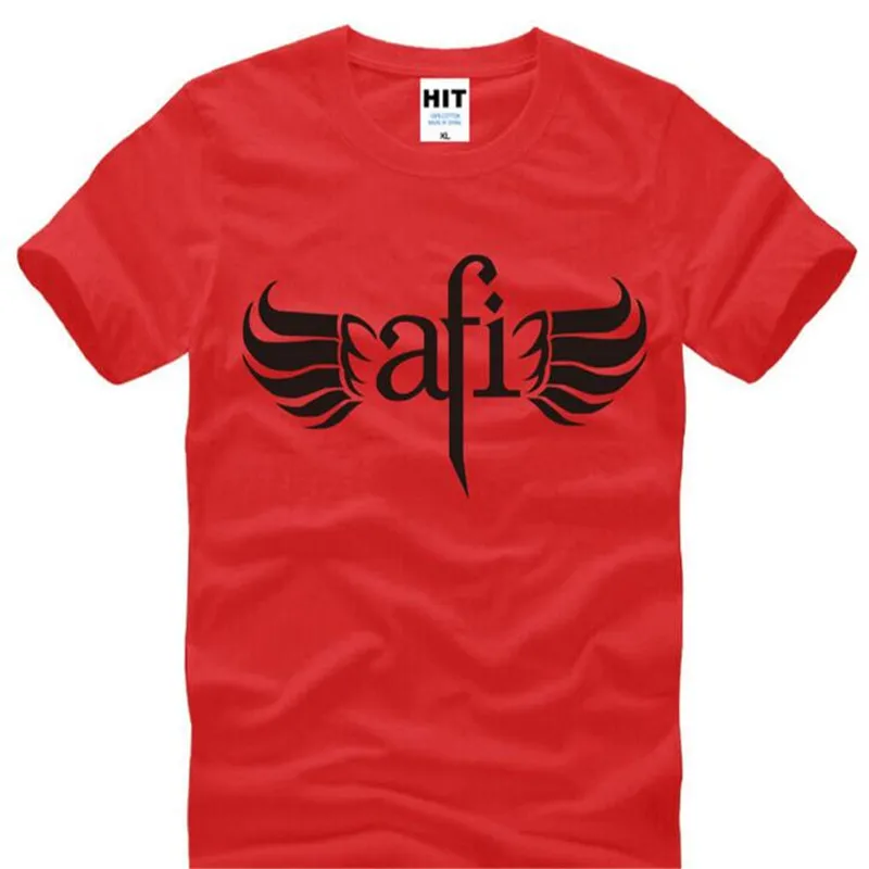 Рок-н-AFI огонь внутри печатных футболка для мужчин в стиле хип-хоп с круглым