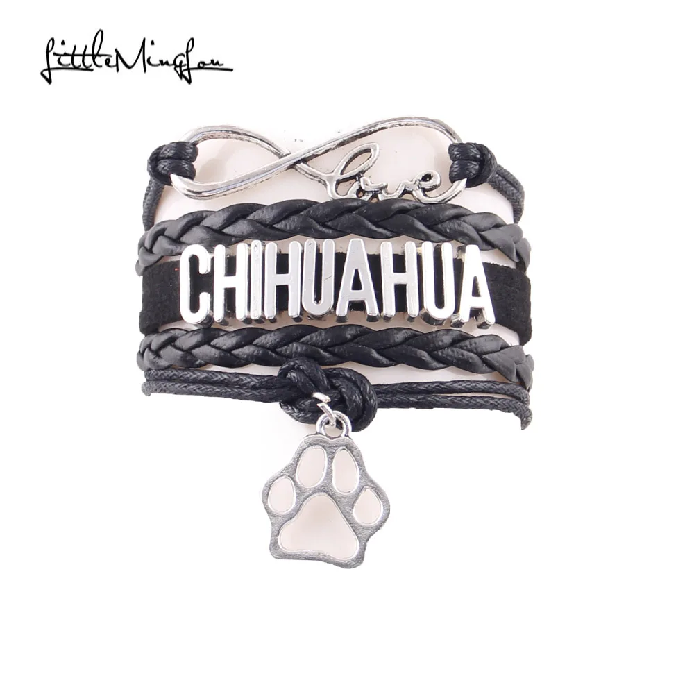

Little MingLou Infinity Love CHIHUAHUA bracelet dog pet paw charm leather wrap men bracelets & bangles for women jewelry