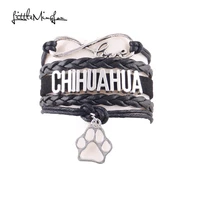 little minglou infinity love chihuahua bracelet dog pet paw charm leather wrap men bracelets bangles for women jewelry