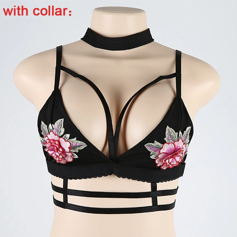 Сексуальный укороченный топ с цветочными ремешками и вышивкой пляжный пуш ап три