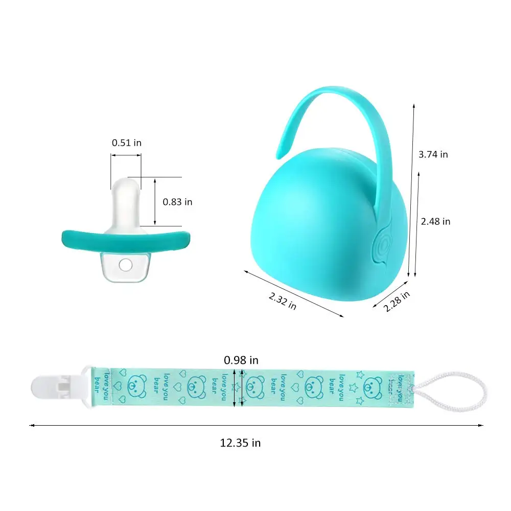2 шт. Мягкая силиконовая Детская Соска с переносной коробкой и цепочкой зажимом