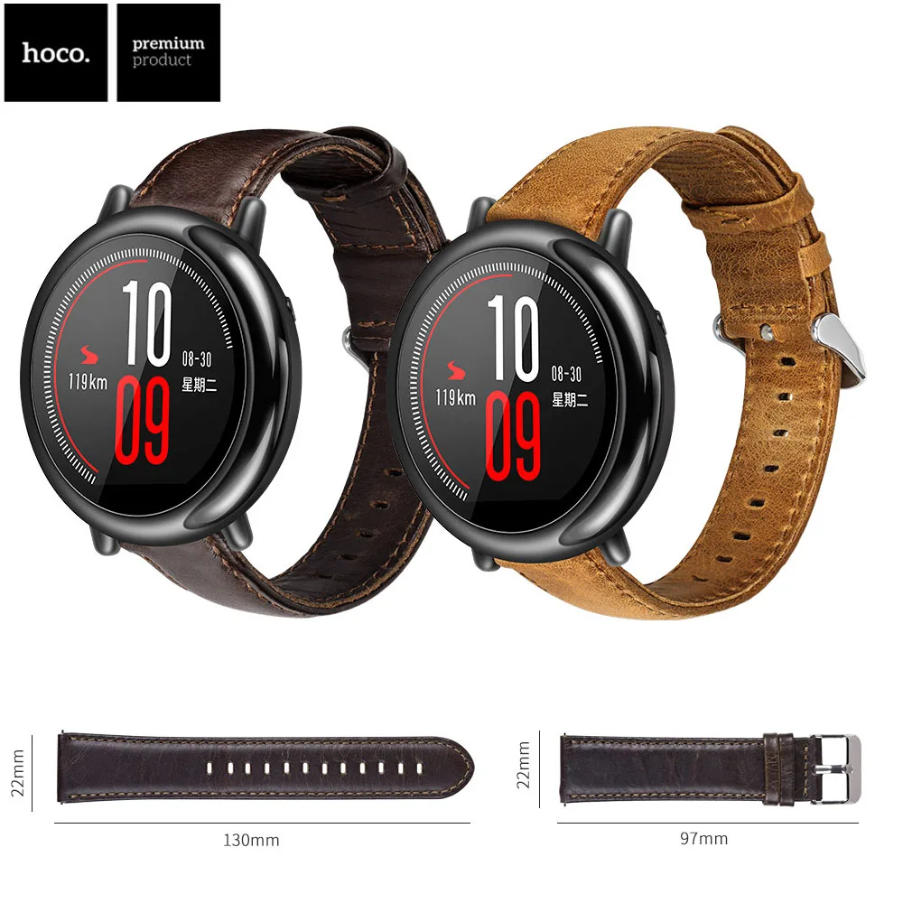 Ремешок из натуральной кожи для смарт часов Huami AMAZFIT спортивный браслет воловьей
