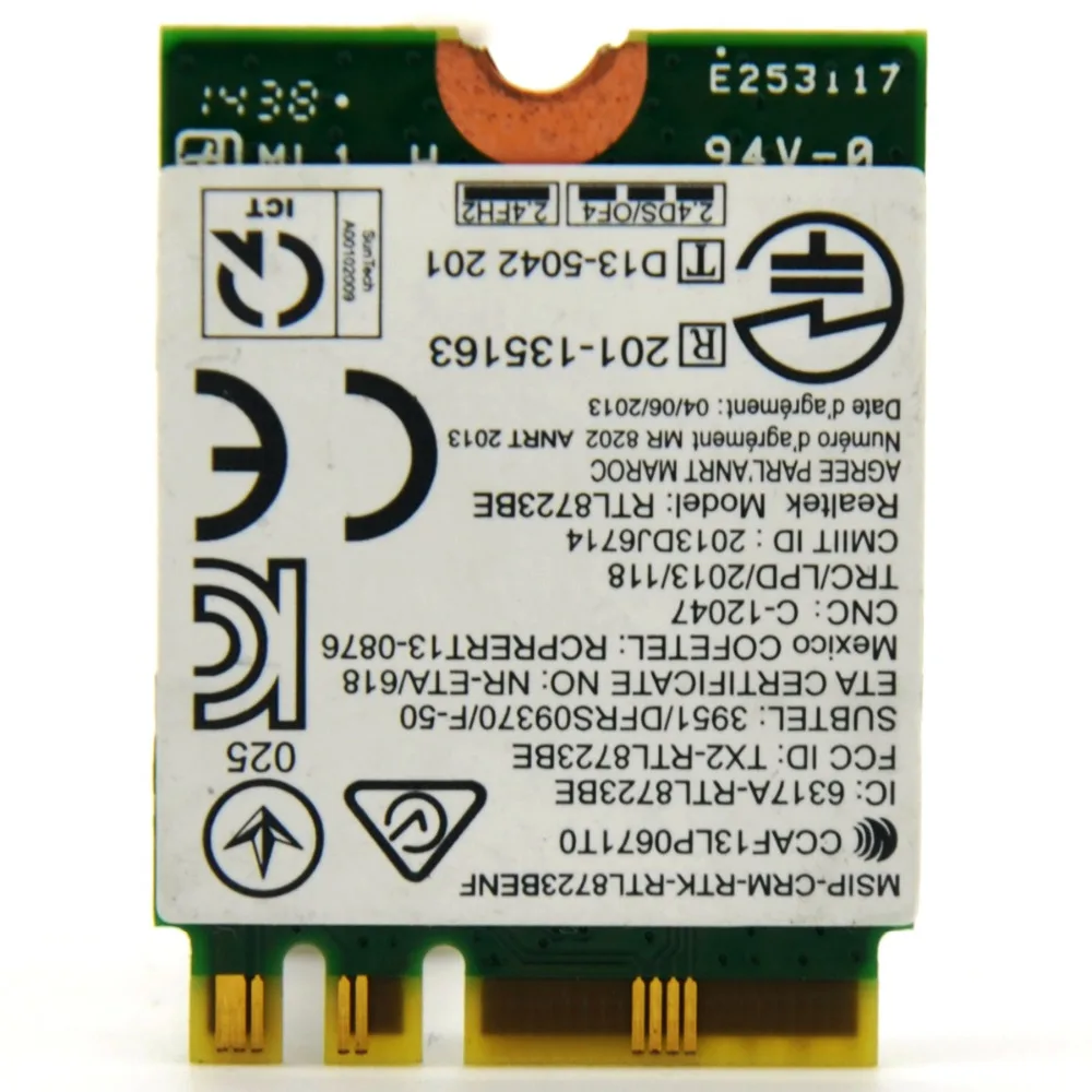 Realtek RTL8723BE 300 Мбит/с 802.11n M2 NGFF беспроводная карта Mini PCI E WiFi адаптер + Bluetooth 4 0 для Lenovo